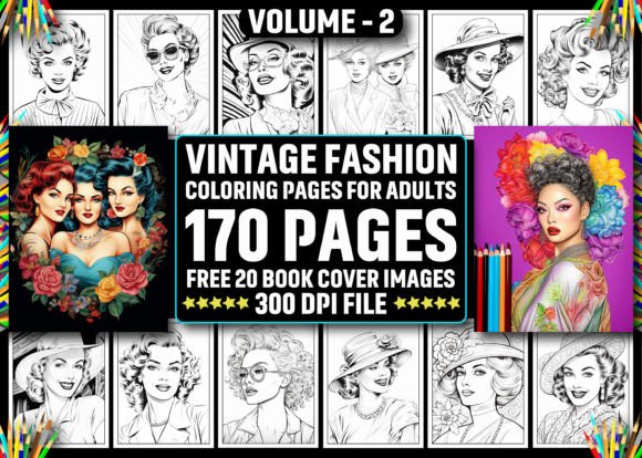170 Vintage Fashion Coloring Pages