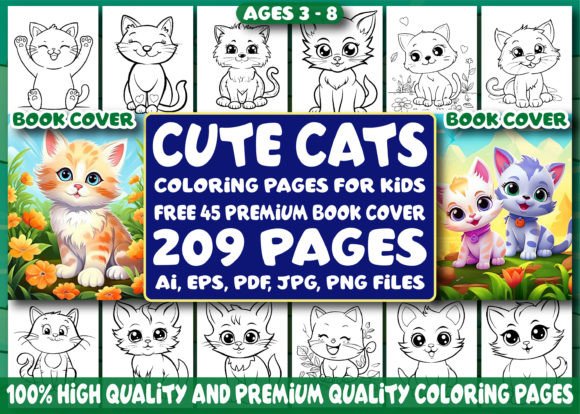 209 Cute Cats Coloring Pages for Kids
