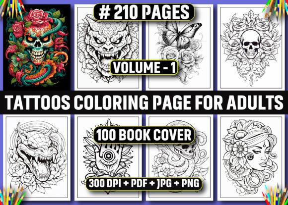 210 Tattoos Coloring Pages for Adults