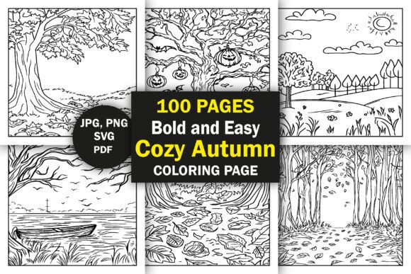 Bold and Easy Cozy Autumn Coloring Pages