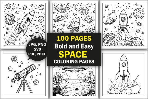 Bold and Easy Space Coloring Pages
