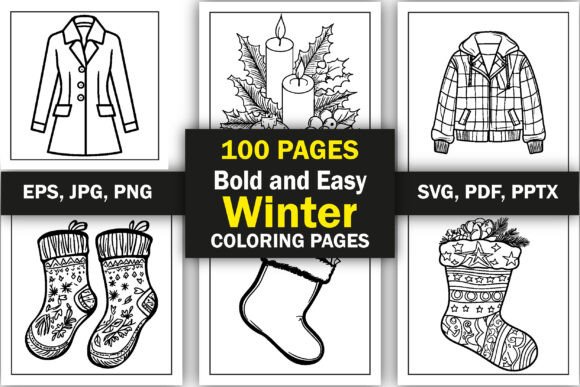 Bold Easy Christmas Winter Coloring Book