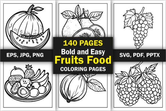 Bold Easy Fruits Food Coloring Book