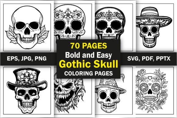 Bold Easy Gothic Skull Coloring Book