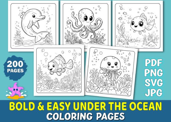 Bold Easy Under the Ocean Coloring Pages