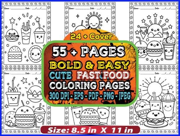 Christmas Cute Fast Food Coloring Book