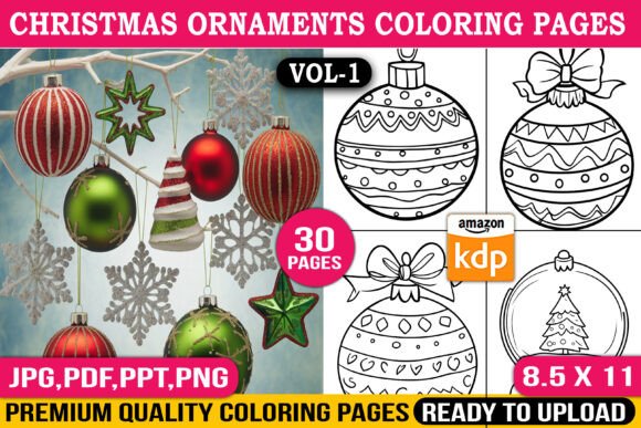Christmas Ornaments Coloring Pages VOL-1