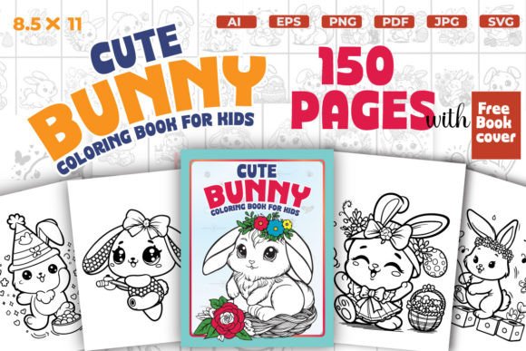 Cute Bunny Coloring Book for Kids