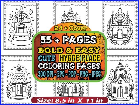 Cute Easy Hygge Place Coloring Book: A Complete Digital Printable Bundle for KDP, POD & Creative Entrepreneurs