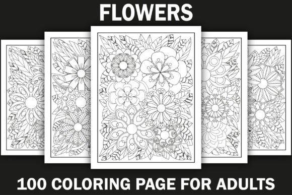 Flowers Coloring Pages for Adults Bundle