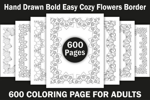 Hand Drawn Bold Easy Cozy Flowers Border