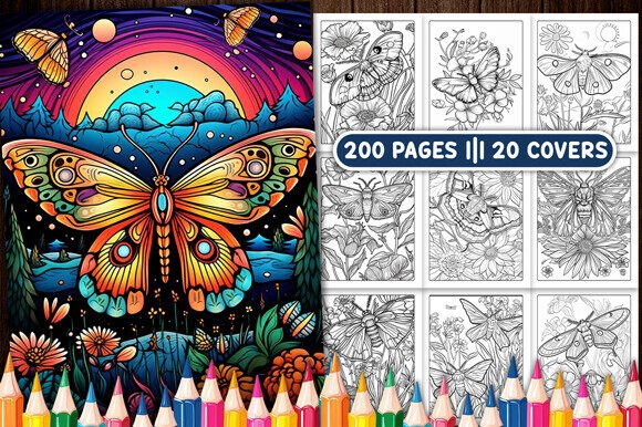 Moth Coloring Book Pages for Adults