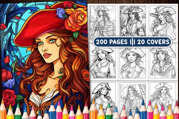 Pirate Women Coloring Pages for Adults