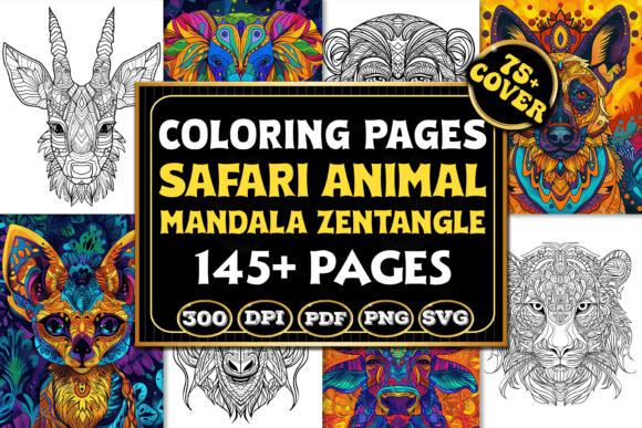 Safari Animal Mandala Zentangle Coloring