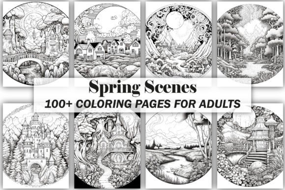 Spring Scenes Coloring Book: A Thoughtful Interior Design for Mindful Relaxation and Creative Renewal