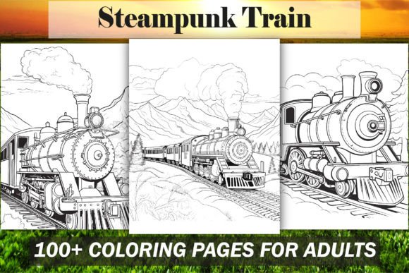 Steampunk Train Coloring Book Bundle