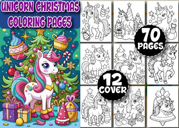 Unicorn Christmas Coloring Page for Kids